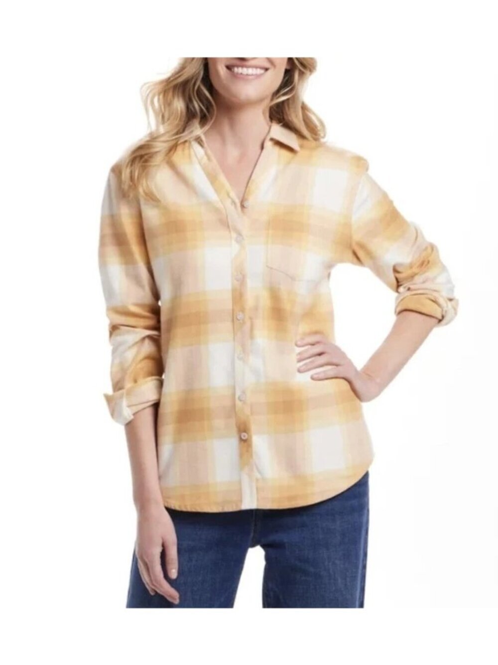 NWT Weatherproof Vintage Women's L Plaid Button Front Flannel Shirt C1053